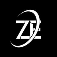 ZE logo. Z E design. White ZE letter. ZE letter logo design. Initial letter ZE linked circle uppercase monogram logo. vector