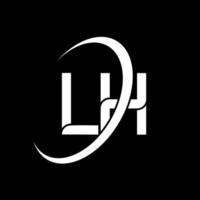 logotipo de la izquierda. diseño izq. letra lh blanca. diseño del logotipo de la letra lh. letra inicial lh círculo vinculado logotipo de monograma en mayúsculas. vector
