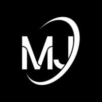 logotipo m.j. diseño mj. letra mj blanca. diseño del logotipo de la letra mj. letra inicial mj círculo vinculado logotipo de monograma en mayúsculas. vector