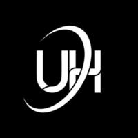 UH logo. U H design. White UH letter. UH letter logo design. Initial letter UH linked circle uppercase monogram logo. vector