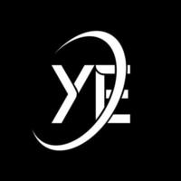 YE logo. Y E design. White YE letter. YE letter logo design. Initial letter YE linked circle uppercase monogram logo. vector