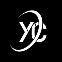 YC logo. Y C design. White YC letter. YC letter logo design. Initial letter YC linked circle uppercase monogram logo. vector