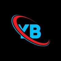 logotipo de yb. diseño de yb. letra yb azul y roja. diseño del logotipo de la letra yb. letra inicial yb círculo vinculado logotipo de monograma en mayúsculas. vector