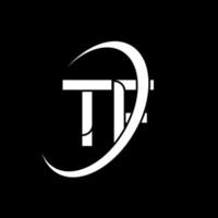 logotipo de t.f. diseño de tf. letra tf blanca. diseño del logotipo de la letra tf. letra inicial tf círculo vinculado logotipo de monograma en mayúsculas. vector