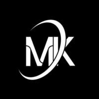 logotipo mk. mk diseño. letra mk blanca. diseño del logotipo de la letra mk. letra inicial mk círculo vinculado logotipo de monograma en mayúsculas. vector