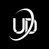 UD logo. U D design. White UD letter. UD letter logo design. Initial letter UD linked circle uppercase monogram logo. vector