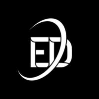 ED logo. E D design. White ED letter. ED letter logo design. Initial letter ED linked circle uppercase monogram logo. vector