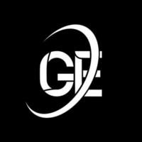 GE logo. G E design. White GE letter. GE letter logo design. Initial letter GE linked circle uppercase monogram logo. vector