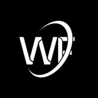 logotipo de w.f. diseño wf letra wf blanca. diseño del logotipo de la letra wf. letra inicial wf círculo vinculado logotipo de monograma en mayúsculas. vector