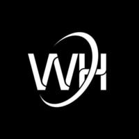 logotipo de wh qué diseño. letra wh blanca. diseño del logotipo de la letra wh. letra inicial con el logotipo del monograma en mayúsculas del círculo vinculado. vector