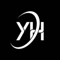 YH logo. Y H design. White YH letter. YH letter logo design. Initial letter YH linked circle uppercase monogram logo. vector