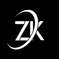 logotipo de zk. diseño zk. letra zk blanca. diseño del logotipo de la letra zk. letra inicial zk círculo vinculado logotipo de monograma en mayúsculas. vector