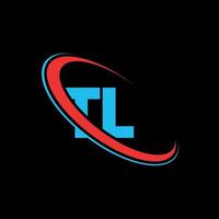 TL logo. TL design. Blue and red TL letter. TL letter logo design. Initial letter TL linked circle uppercase monogram logo. vector