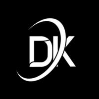 DK logo. D K design. White DK letter. DK letter logo design. Initial letter DK linked circle uppercase monogram logo. vector