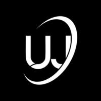 logotipo de u.j. diseño uj. letra uj blanca. diseño del logotipo de la letra uj. letra inicial uj círculo vinculado logotipo de monograma en mayúsculas. vector