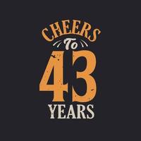 Saludos a los 43 años, celebración del 43 cumpleaños. vector