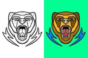 vector de estilo vintage de dibujos animados dibujados a mano ilustración de oso enojado