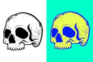 Skull Illustration hand drawn cartoon vintage style vector