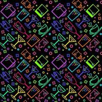Neon bar beverage menu seamless pattern vector