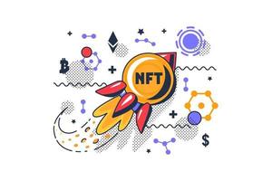 vector de lanzamiento de proyecto de criptomoneda nft de éxito