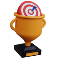 3d rendering trophy with target goal isolated png