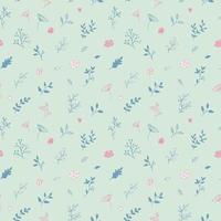 Vector seamless pattern from hand drawn floral elements, plants. Abstract background   with flowers, leaves, branches. Trendy texture from cute doodle botanical elements, wallpaper