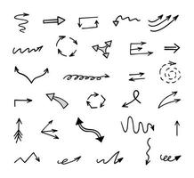 Vector set of hand drawn arrows, elements for presentation