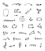 Vector set of hand drawn arrows, elements for presentation