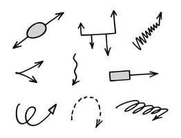 conjunto vectorial de flechas dibujadas a mano, elementos para la presentación vector