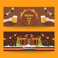 diseño de banner horizontal de ilustración de oktoberfest vector