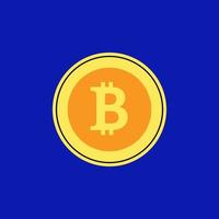 Bitcoin icon element in modern flat line style. Hand drawn vector illustration of cryptocurrency, payment, financial, coin, virtual bank cartoon design. Simple badge, emblem, logo, decoration.