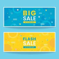 memphis horizontal abstract banner set vector