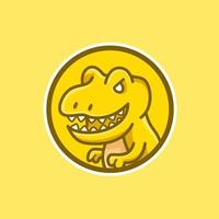 Cute little orange dinosaur. Simple vector illustration design of cartoon animal