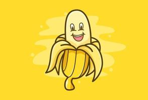Banana Logo Vector Design. Mascot illustration design of cute banana