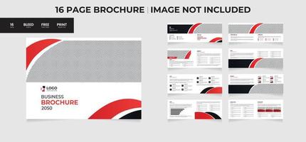 16 Pages Landscape business brochure template  design or multipage brochure template layout vector