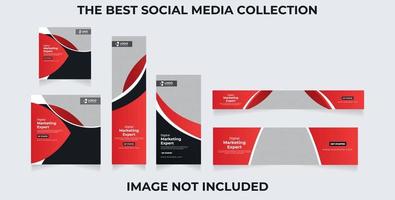 diseño de plantillas de redes sociales o conjunto de banners publicitarios de diferentes tamaños vector