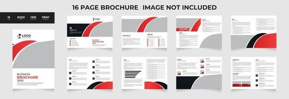 Folleto geométrico de 16 páginas con diseño abstracto moderno. uso para marketing, impresión, informe anual y presentaciones comerciales y multipropósito vector