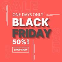 simple black friday banner design in red, white and black color vector