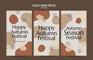 Set of abstract autumn backgrounds for social media stories or web banner. Use for event invitation, discount voucher, advertising. vector