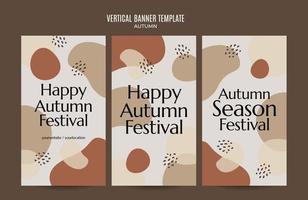 Set of abstract autumn backgrounds for social media stories or web banner. Use for event invitation, discount voucher, advertising. vector