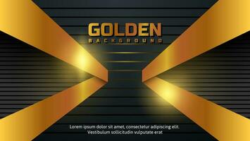 abstract golden background with metal stripes overlapping layer vector