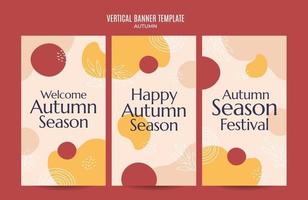 Set of abstract autumn backgrounds for social media stories or web banner. Use for event invitation, discount voucher, advertising. vector