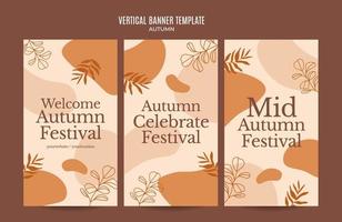 Set of abstract autumn backgrounds for social media stories or web banner. Use for event invitation, discount voucher, advertising. vector