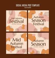 Set of abstract autumn backgrounds for social media stories or web banner. Use for event invitation, discount voucher, advertising. vector