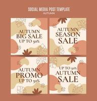 Set of abstract autumn backgrounds for social media stories or web banner. Use for event invitation, discount voucher, advertising. vector