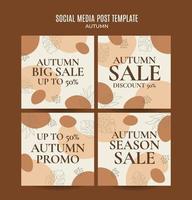 Set of abstract autumn backgrounds for social media stories or web banner. Use for event invitation, discount voucher, advertising. vector