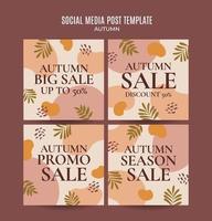 Set of abstract autumn backgrounds for social media stories or web banner. Use for event invitation, discount voucher, advertising. vector