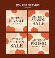 Set of abstract autumn backgrounds for social media stories or web banner. Use for event invitation, discount voucher, advertising. vector