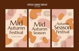 Set of abstract autumn backgrounds for social media stories or web banner. Use for event invitation, discount voucher, advertising. vector