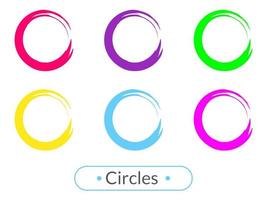 Set of colorful circle template with grunge stroke vector